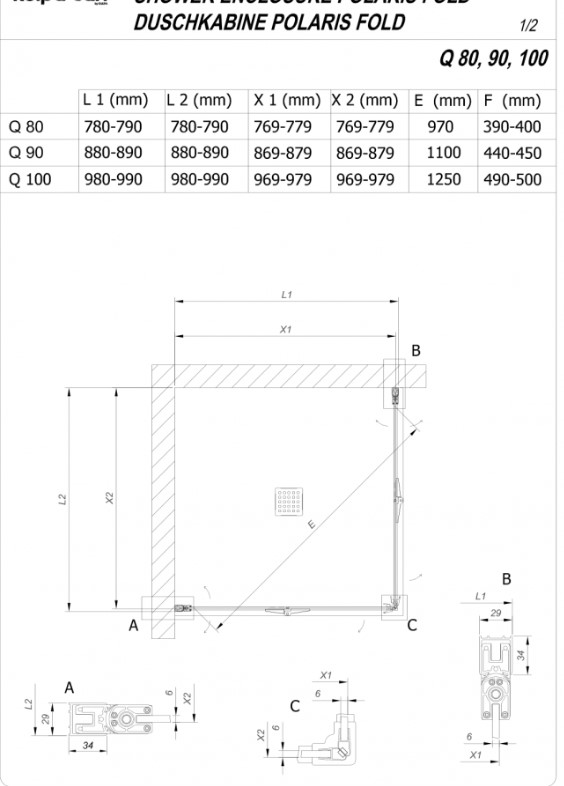 Tuš Kabina | Kolpa San - Polaris Fold Q - Crni Ram - 100x100-thumbnail